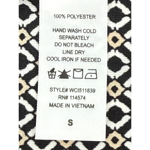 Pleione Womens Small Black Geometric Diamond Print V-Neck Blouse Sz S - Picture 8 of 9